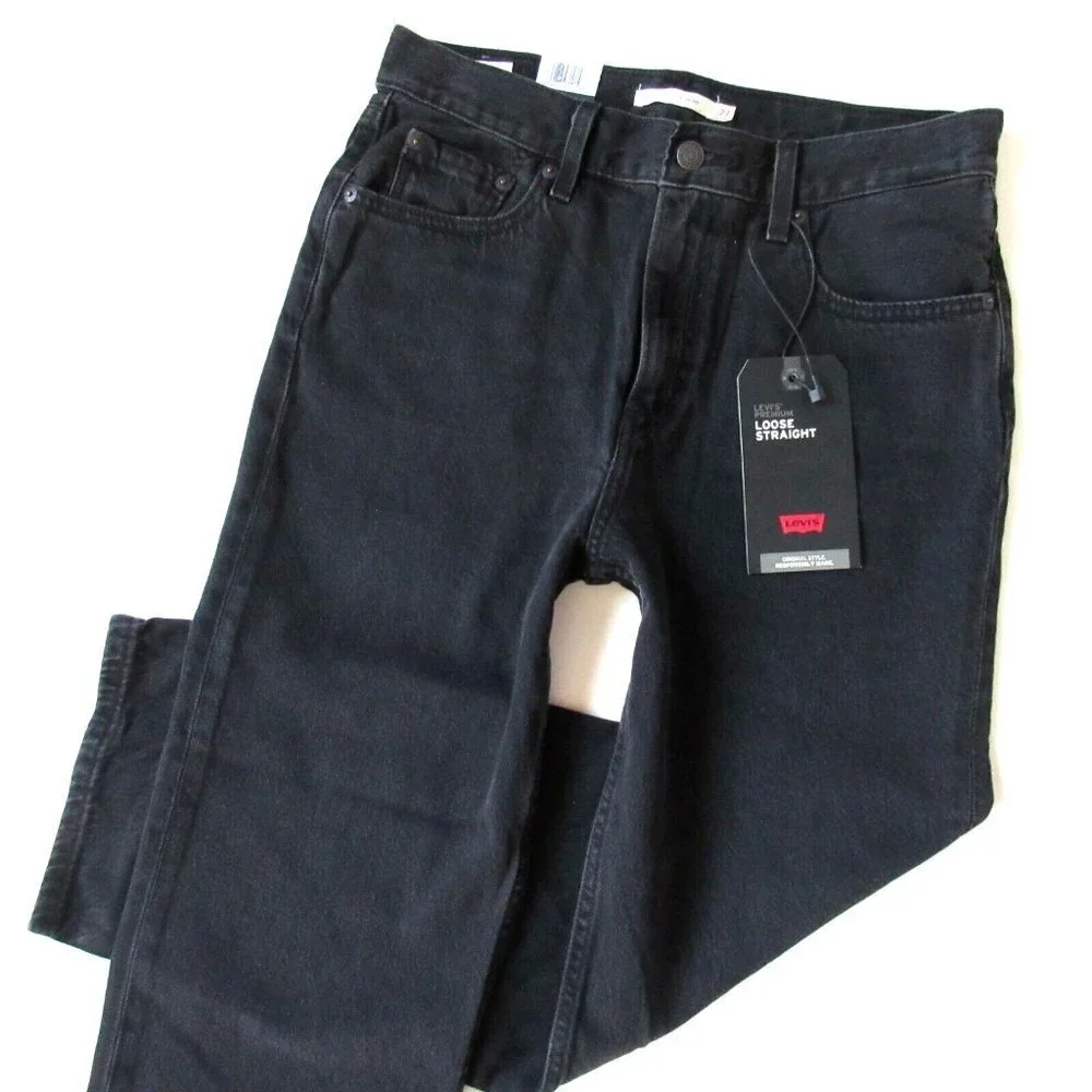 NWT Levi's Loose Straight in Black Soul Tencel Cotton Jeans 27 x 28 $108